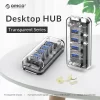 Orico Hub 4in1 Transparent 4x USB 3.0 5Gbps F4U-U3