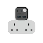 1-Charge Work Flow T-Shaped Extension Cord With 2 Sockets, 2 USB-A and 2 USB-C Ports