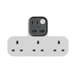 1-Charge Work Flow T-Shaped Extension Cord With 3 Sockets, 2 USB-A and 2 USB-C Ports