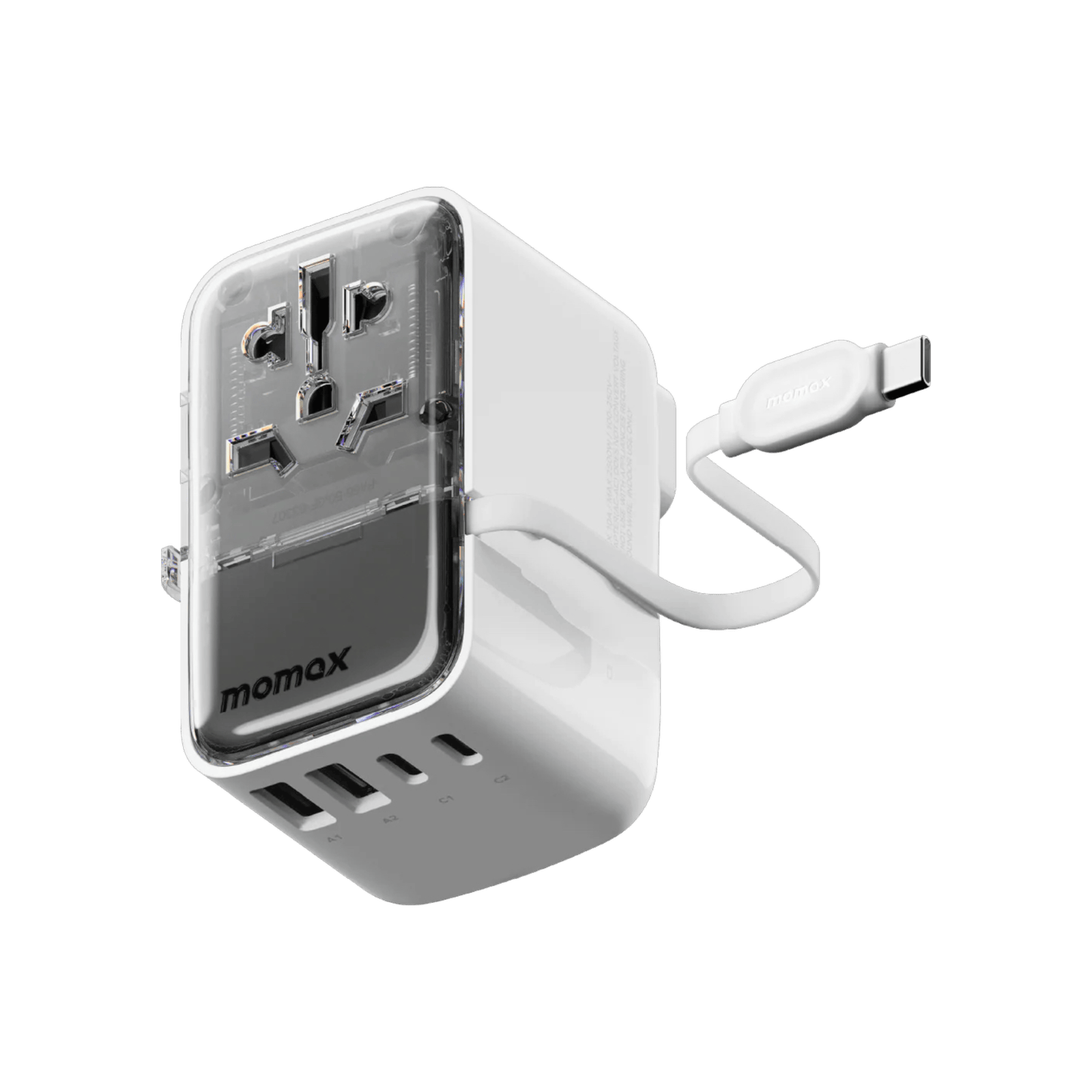 flow 4 port-2 1-World+ Flow 4-Port Travel Charger With Built-In USB-C Cable 35W - Image 1