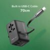 1-World+ 3-Port Travel Charger Built-In USB-C Cable 25W - Image 8
